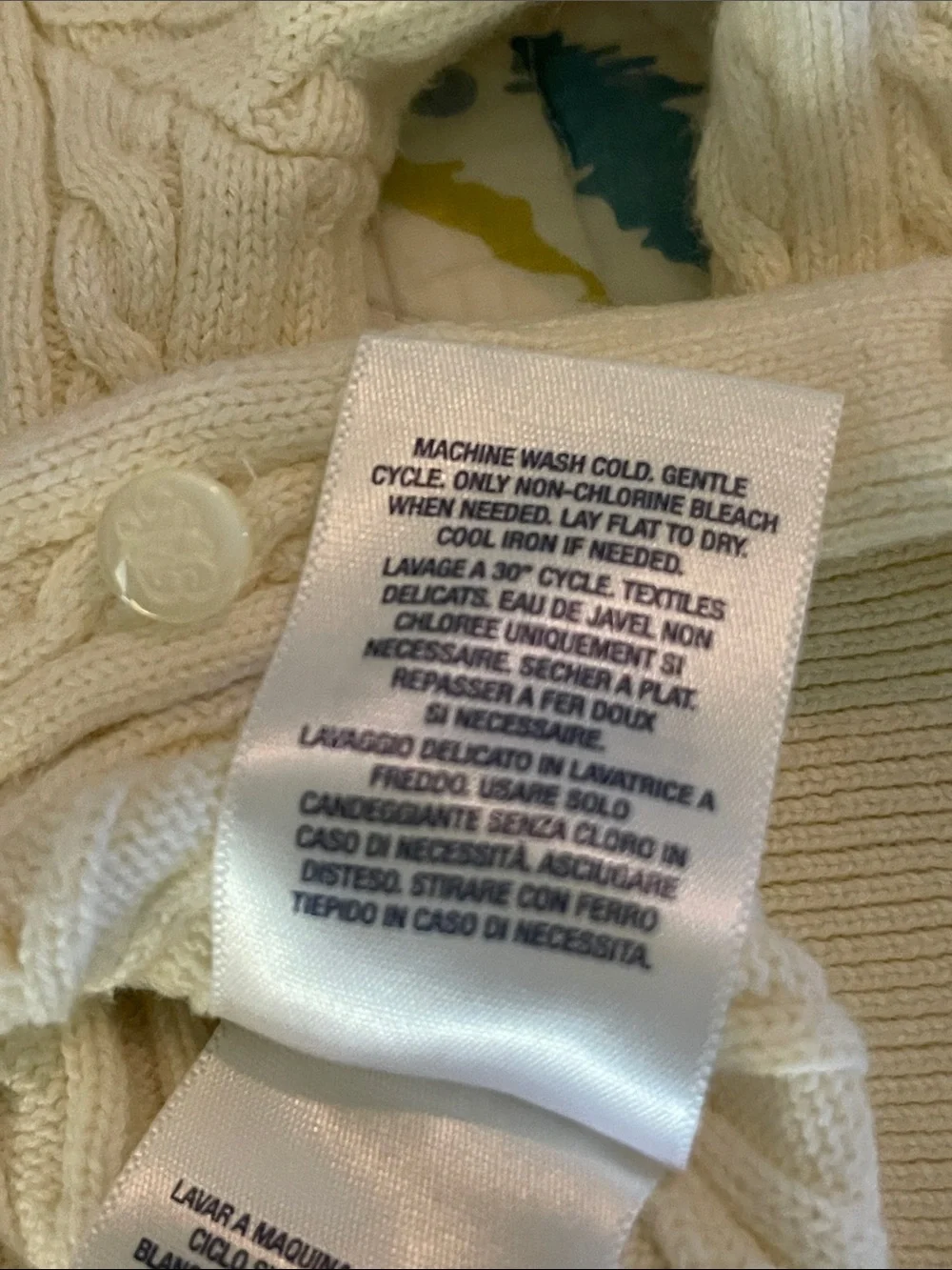 Ralph Lauren Cream Cable-Knit Cardigan with Logo